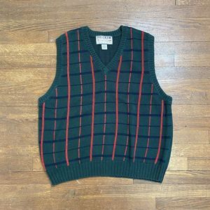 Vintage Ivy Crew Classics Sweater Vest 90s Plaid Preppy Golf Green Men’s L